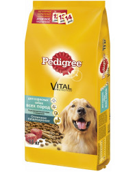 Pedigree сухой корм для взрослых собак всех пород, с говядиной, 13кг (02572+)