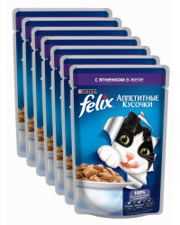 Felix корм паучи для взрослых кошек, ягненок в желе, выгодный набор 10шт*85гр (62868)