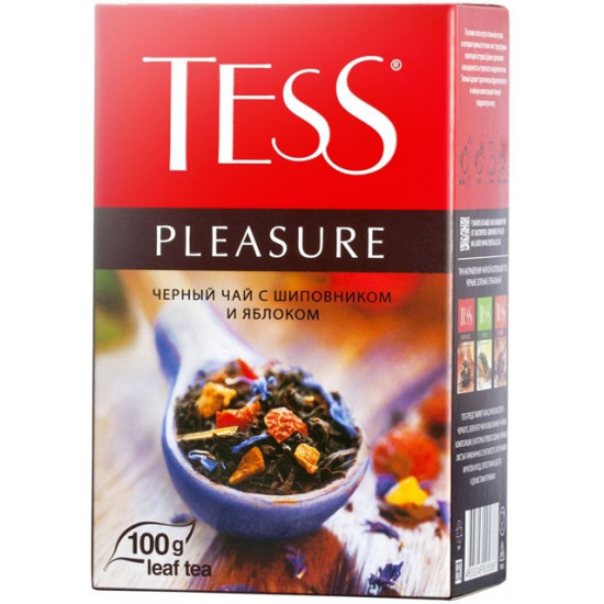 Tess Pleasure чёрный чай с шиповником и яблоком, 100гр (05886)