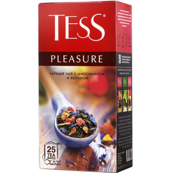 Tess Pleasure чёрный чай с шиповником и яблоком, в пакетиках, 25шт (05947)