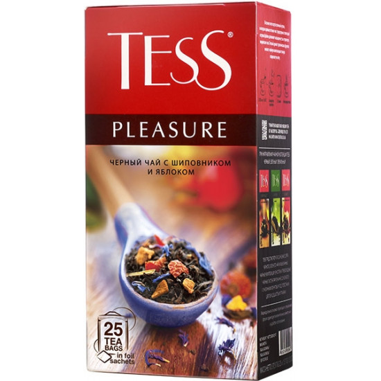 Tess Pleasure чёрный чай с шиповником и яблоком, в пакетиках, 25шт (05947)