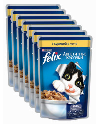 Felix корм пауч для взрослых кошек, курица в желе, выгодный набор 10шт*85гр  (20995)