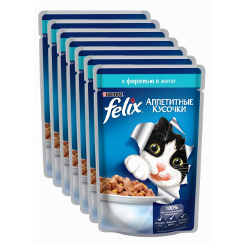 Felix корм пауч для взрослых кошек, форель в желе, выгодный набор 10шт*85гр (63131)