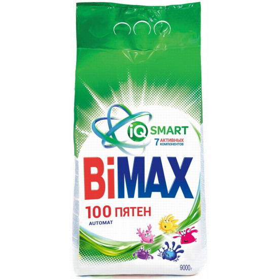 BiMax 100 Пятен стиральный порошок автомат, для белого, 9кг (96619)