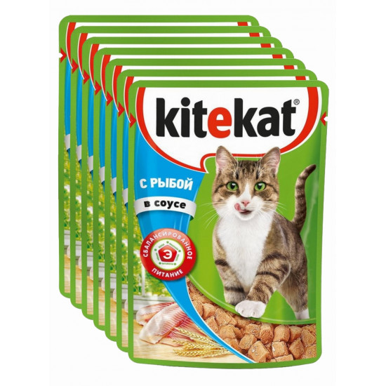 Kitekat корм пауч для взрослых кошек, рыба в соусе, выгодный набор, 10шт* 85гр (76048)