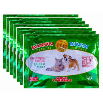 BaronKorm корм для собак и кошек, мясо-овощные консервы, выгодный набор, 10шт*500гр (90044)