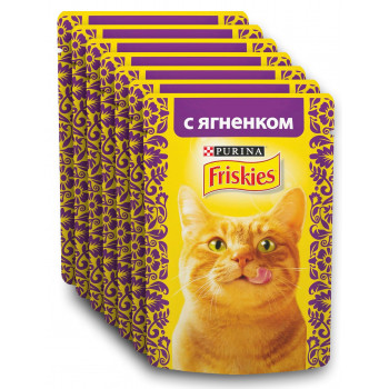 Friskies корм пауч для взрослых кошек, с ягненком, выгодный набор 10шт*85гр (69323)