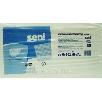 Seni Standard Air подгузники для взрослых #4, Extra Large, 6 капель, 155-175 см, 30шт (95439)