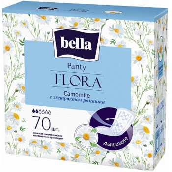 Bella Panty Flora ежедневные прокладки, экстракт ромашки, 2 капли, 70шт (12985)