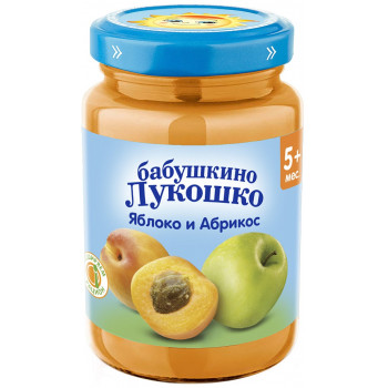 Бабушкино Лукошко пюре, яблоко и абрикос, с 5 месяцев, 190гр (09826)