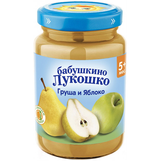 Бабушкино Лукошко пюре, груша и яблоко, с 5 месяцев, 190гр (09765)