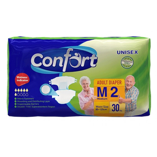 Confort подгузники для взрослых M2, 85-125 см, 6 капель, 30шт (90347)