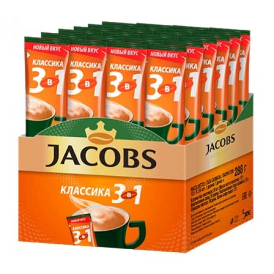 Jacobs Классика кофе растворимый 3в1, 24 пакетика (78356)