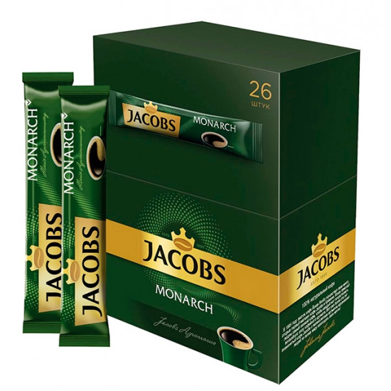 Jacobs Monarch кофе растворимый сублимированный, 26 пакетиков (76437)