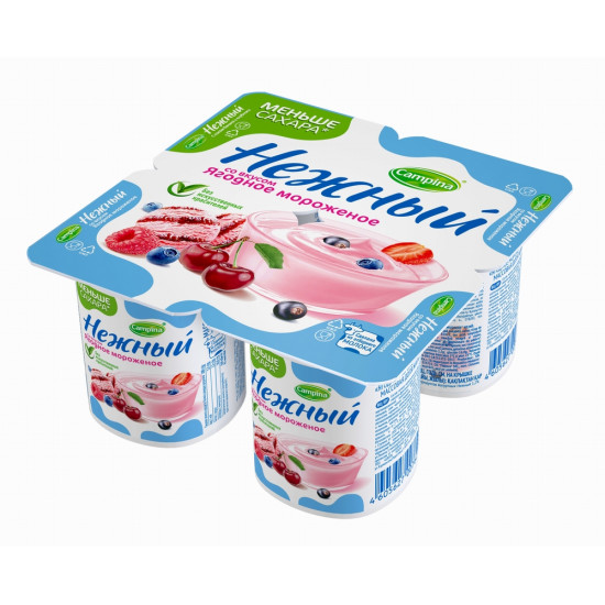 Нежный йогурт 1,2%, сок клубники,  4шт*100г (00882)