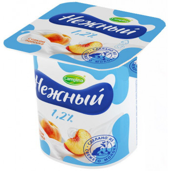 Нежный йогурт 1,2%, сок персика, 100г (00899)