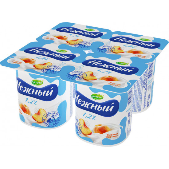 Нежный йогурт 1,2%, сок персика, 4шт*100г (00899)