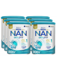Nestle NAN Optipro сухая молочная смесь #1, 0-6 месяцев, оптом выгодный набор 4шт*800гр (05700)