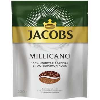 Jacobs Millicano кофе молотый в растворимом, сашет 200гр (79599)