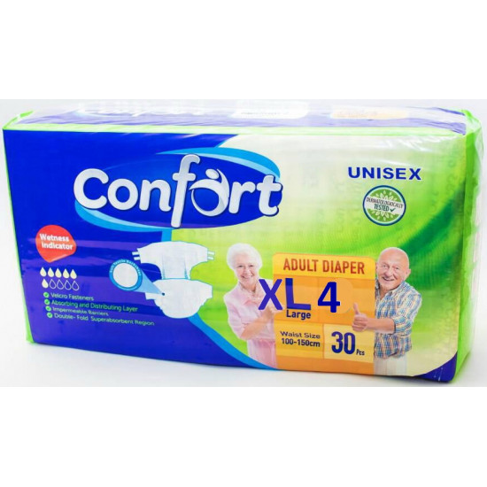 Confort подгузники для взрослых, XL4, 120-160 см, 8 капель, 30шт (90331)