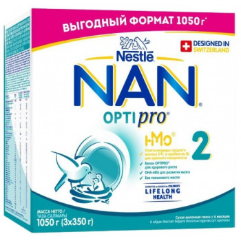 Nestle NAN Optipro сухая молочная смесь #2, 6-12 месяцев, 1050гр (14513)