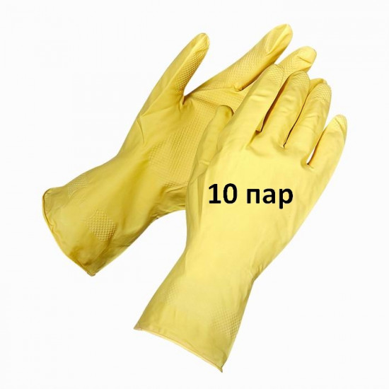 Резиновые перчатки тонкие для хозяйственных работ, M, выгодный набор 10 пар (91835)