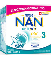 Nestle NAN Optipro сухая молочная смесь #3, 12-18 месяцев, 1050гр (14514)