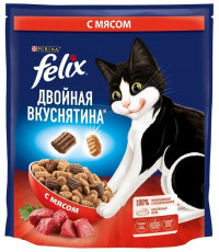 Felix Двойная вкуснятина сухой корм для взрослых кошек, с мясом, 600гр (71167)