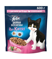Felix Двойная вкуснятина сухой корм для котят, с курочкой, 600гр (71168)