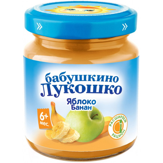 Бабушкино Лукошко пюре, яблоко и банан, c 6 месяцев, 100гр (04906)