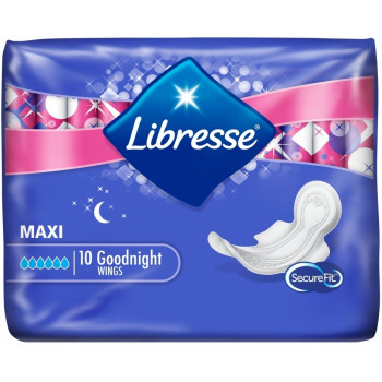 Libresse maxi goodnight гигиенические прокладки, 6 капель, 10шт (88403)