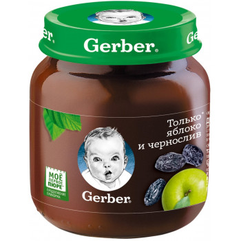 Gerber пюре, яблоко и чернослив, с 5 месяцев, 130гр (71380)