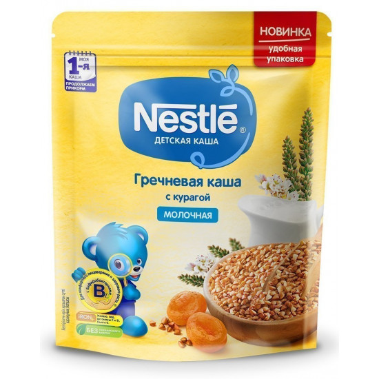 Nestle молочная каша гречневая с курагой, с 5 месяцев, 220гр (00430)