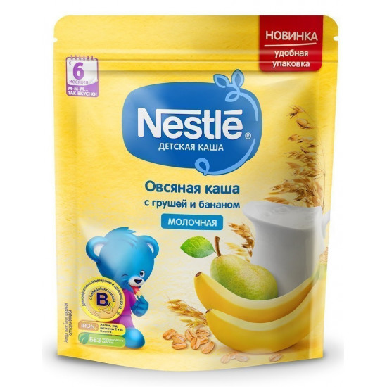 Nestle молочная овсяная каша с грушей и бананом, с 6 месяцев, 220гр (00270)