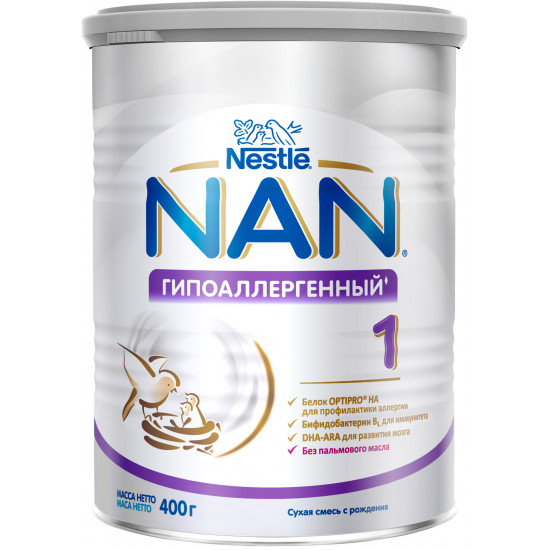 Nestle NAN сухая смесь гипоаллергенная #1, с рождения, 400г (51728) 