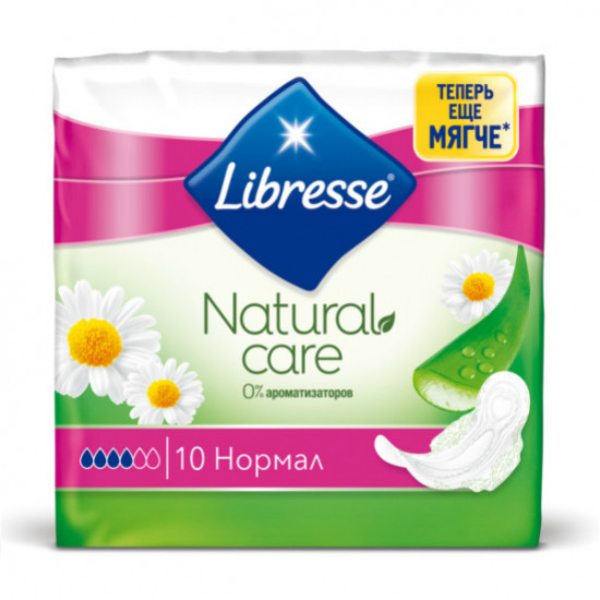 Libresse natural care normal гигиенические прокладки, 4 капли, 10шт (23300)