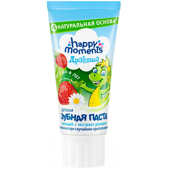 Happy moments Дракоша детская зубная паста, клубника, 60мл (23046)