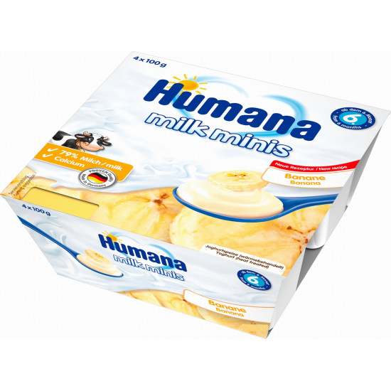 Humana молочный десерт с бананом, с 6 месяцев, 4шт*100гр (84414)