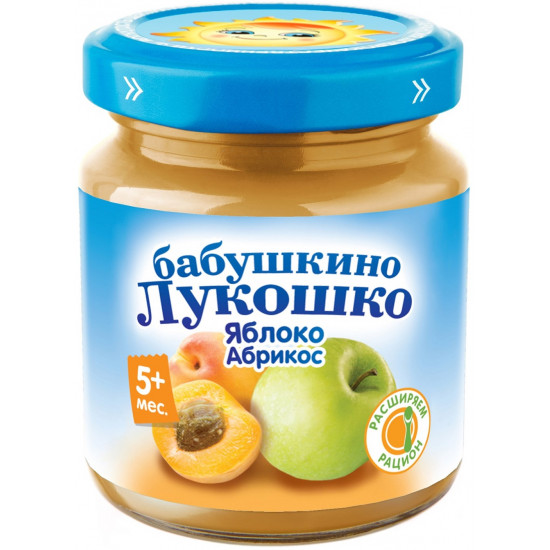 Бабушкино Лукошко пюре, яблоко и абрикос, с 5 месяцев, 100гр (02094)