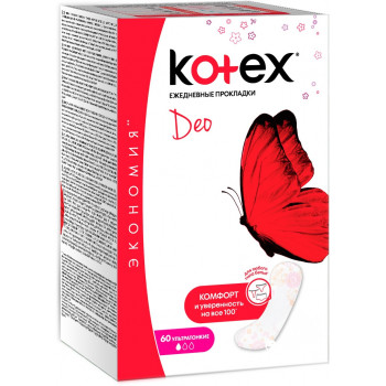 Kotex Deo ультратонкие ежедневные прокладки, 1 капля, 56шт (42775)