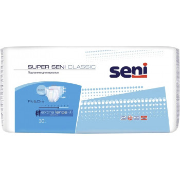 Super Seni подгузники для взрослых, extra large #4, 130-170см, 6 капель, 30шт (91424)