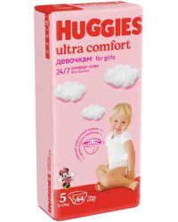 Huggies ultra comfort подгузники для девочек #5, 12-22 кг, 64шт (43703)