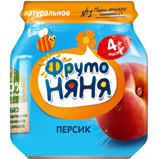 Фруто Няня пюре, яблоко-персик, с 4 месяцев, 100гр  (04373)