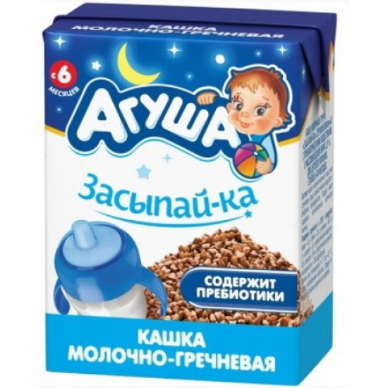 Агуша засыпай-ка молочно-гречневая готовая каша, с пребиотиками, с 6 месяцев, 200мл (29943)