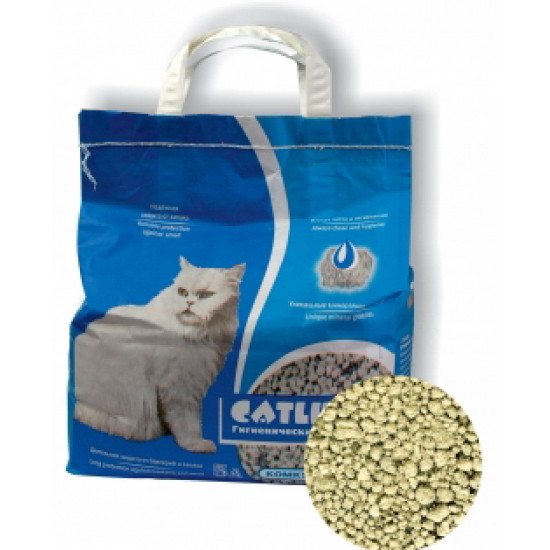 Catlitter наполнитель для кошачьих туалетов, комкующийся, минеральные гранулы, вес 5.4 кг (32422)