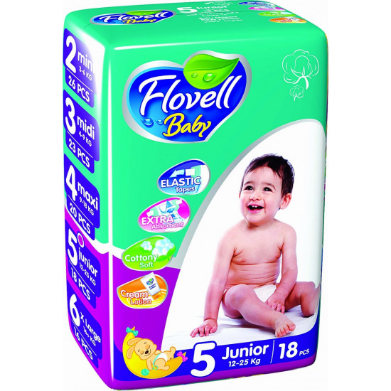 Flovell Baby подгузники #5, 12-25кг, 18шт (22160)