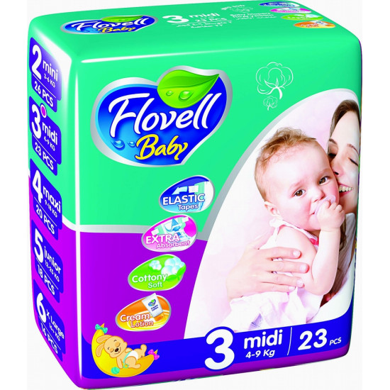 Flovell Baby подгузники #3, 4-9кг, 23шт (22146)