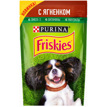 Friskies корм пауч для взрослых собак, с ягненком, 85гр (32492)