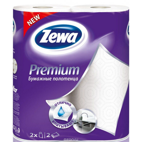 Zewa бумажные полотенца, 2 рулона, 2 слоя, 90 отрывов в рулоне (34302)