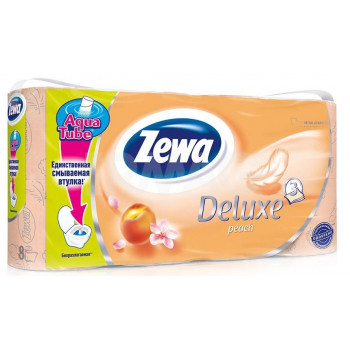 Zewa deluxe туалетная бумага Персика, 8 рулонов, 3 слоя, 145 отрывов в рулоне (35721)